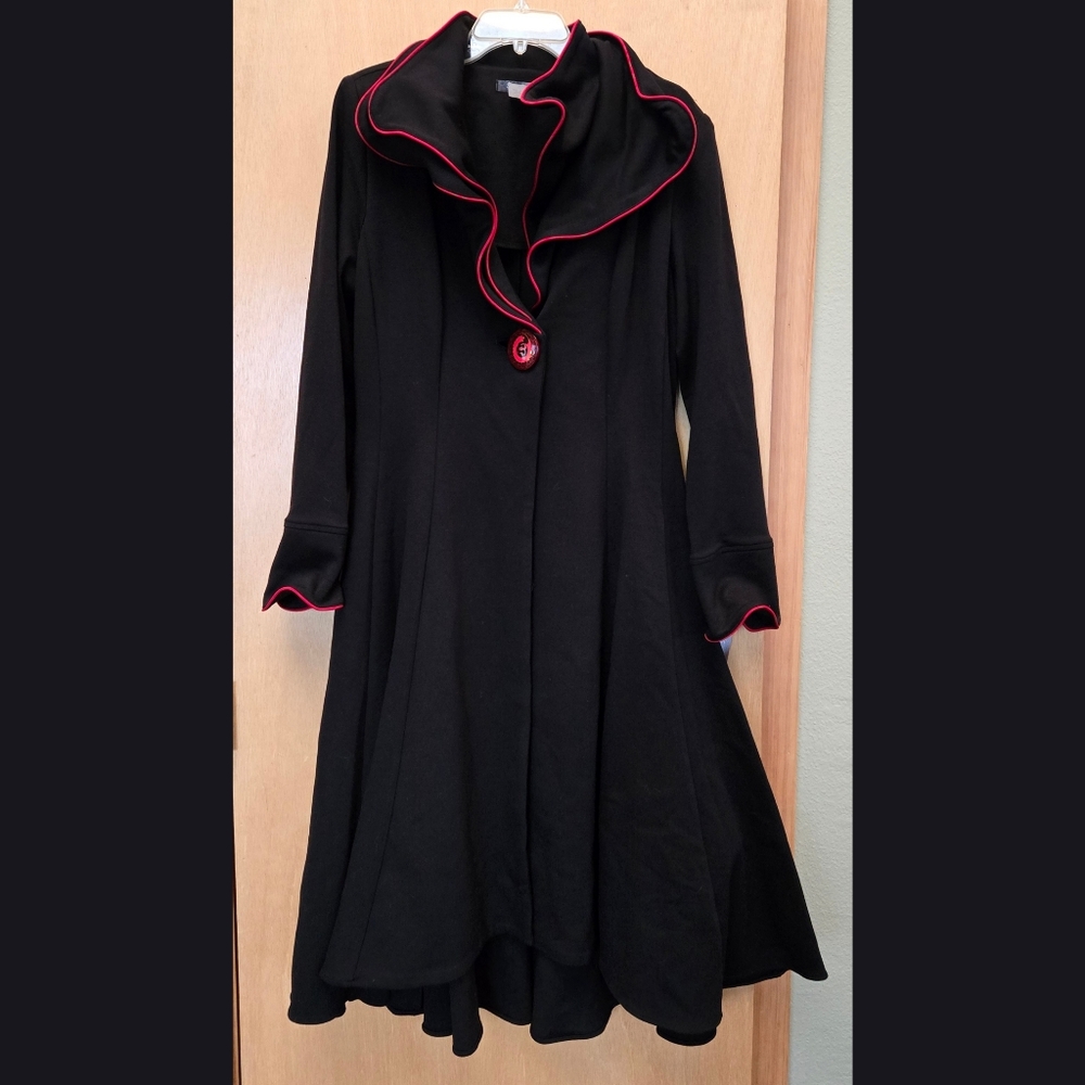 NWT Vintage Song & Sung Cloak Trench Coat Size Large Black